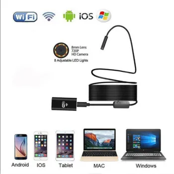

WIFI Endoscope 2MP 8mm Borescope Inspection Camera iPhone Android PC 1M 720p
