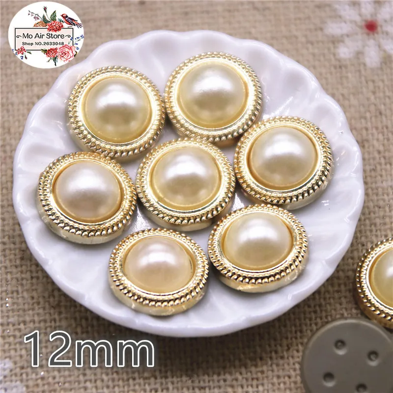 

50pcs 12mm pearl golden flower Buttons Home Garden Crafts Cabochon Scrapbooking DIY Accessories
