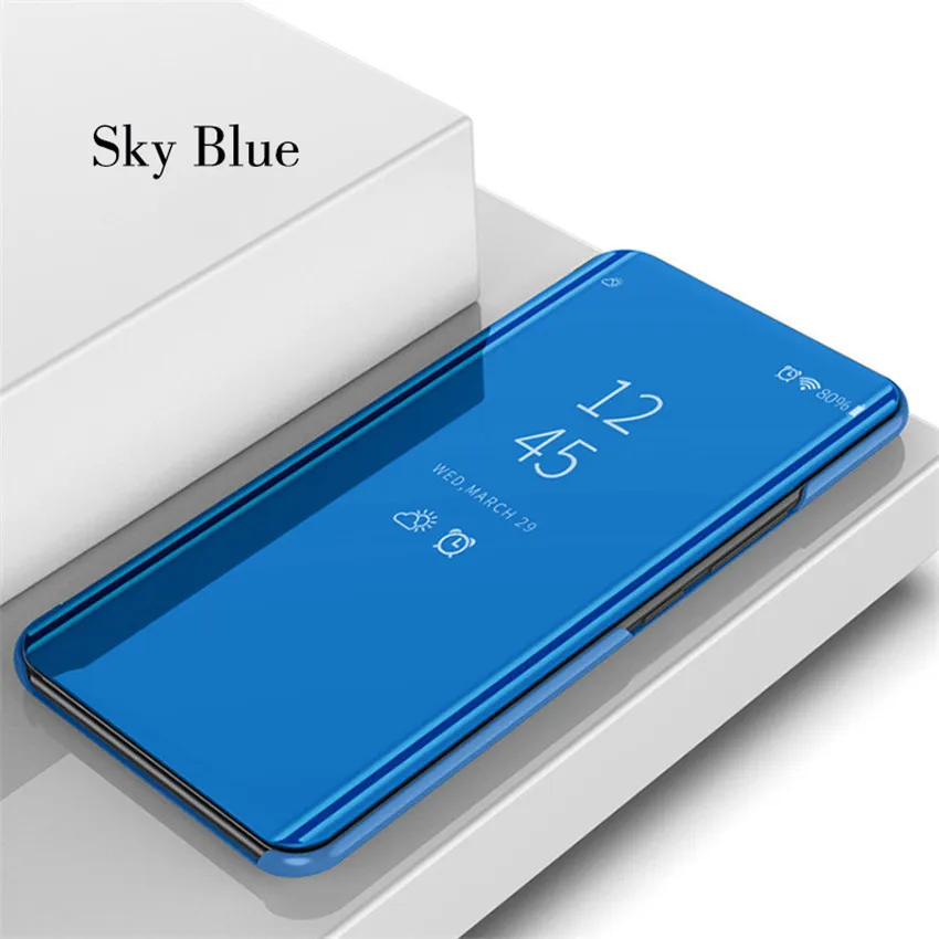 Сенсорный флип-чехол с подставкой для huawei P20 P10 mate 20lite 10 9 Pro P, умный зеркальный чехол для Hawei Honor V10 P9 P10 Plus P8 Lite - Цвет: Sky Blue