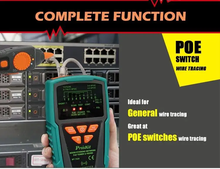 Pro'sKit MT-7029-C фильтрующий шум кабель сети PoE тонер зонд тестер для провода телефонной линии детектор трекер