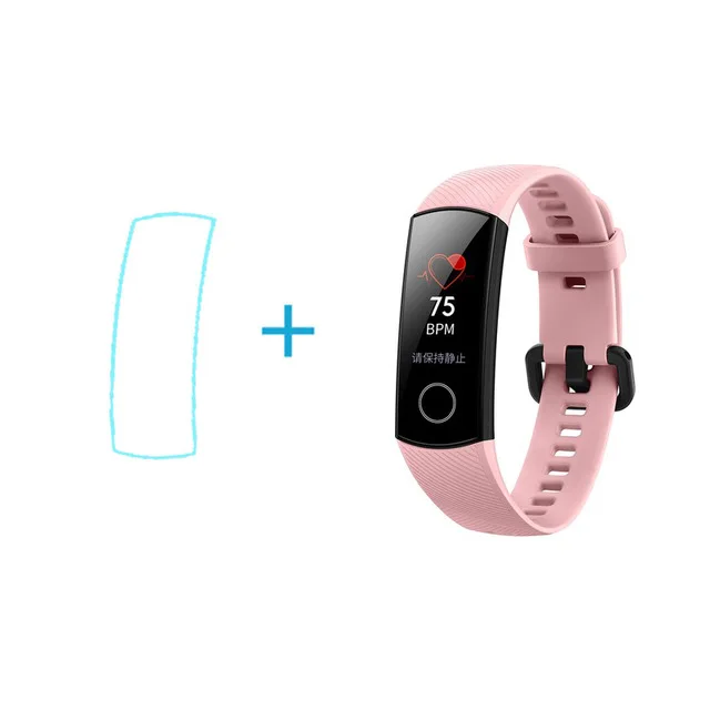 Huawei Honor Band 4, смарт-часы, браслет, 0,95 дюймов, Amoled, цветной сенсорный экран, спортивный, для плавания, осанки, пульсометр, для сна - Цвет: Pink add film