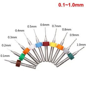 

10pcs/set 0.1mm to 2.0mm Tungsten Steel PCB Mini Drill Bits For Print Circuit Board CNC Machine Woodworking Tools PCB Drill Bets