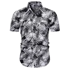 Гавайская Мужская рубашка Лето быстросохнущая Мужская блузка пляжная одежда с принтом короткий рукав рубашка Топ Blusa Frio Homem Прямая C