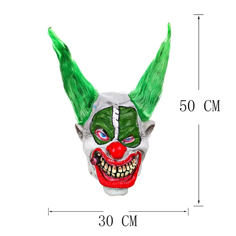 H& D злой страшный дементированный Психо клоун латексная маска с зелеными волосами ужас костюм для Хэллоуина Вечерние Маски