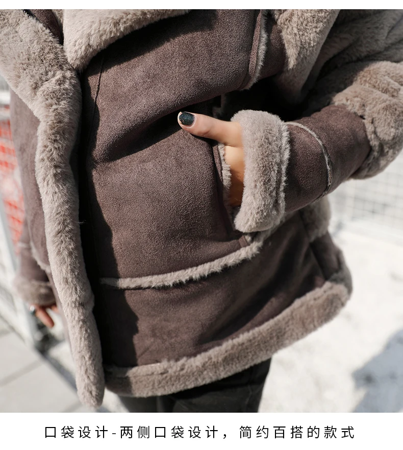 Женские байкерские пальто из искусственной кожи и овчины на молнии; женские толстые замшевые куртки; сезон осень-зима; короткие байкерские пальто из овечьей шерсти; Z159