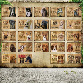 

[ WellCraft ] Pet Dogs A House Is Not A Home Without A Dog Metal Sign Posters art Vintage Mural Painting Custom Decor WW1