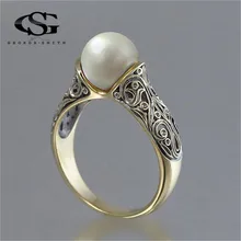 GS Свадебные кольца с искусственным жемчугом для женщин, ювелирные изделия, винтажное Золотое обручальное кольцо с кристаллами, подарок для вечной любви, Прямая поставка G5