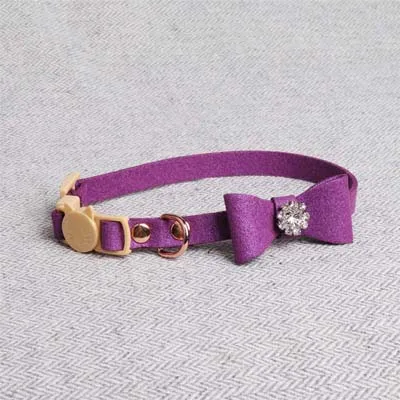 9 цветов собачий ошейник для маленьких собак Bling Rhinestone Puppy Воротник прелестные колокольчики собака свинец Чихуахуа аксессуары collier pour chien05E - Цвет: Фиолетовый