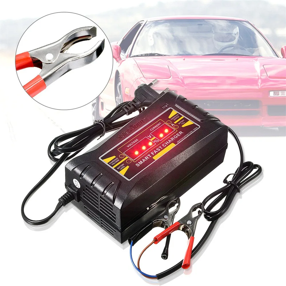 Универсальный heygeniales заряда Портативный 12V 6A умная быстрая свинцово-кислотная Батарея Зарядное устройство для автомобиля, мотоцикла, ЖК-дисплей Дисплей US/EU