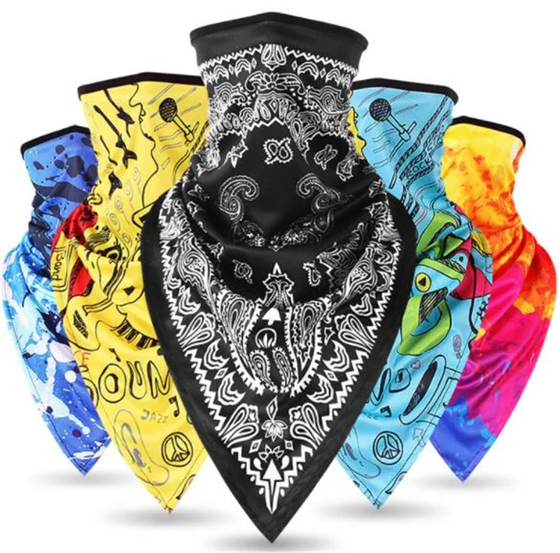 

2019 New balaclava Motorcycle Face mask Breathable Scarf Multifunctional Half Face Mask Snowboard Neck Triangle Scarf Hats