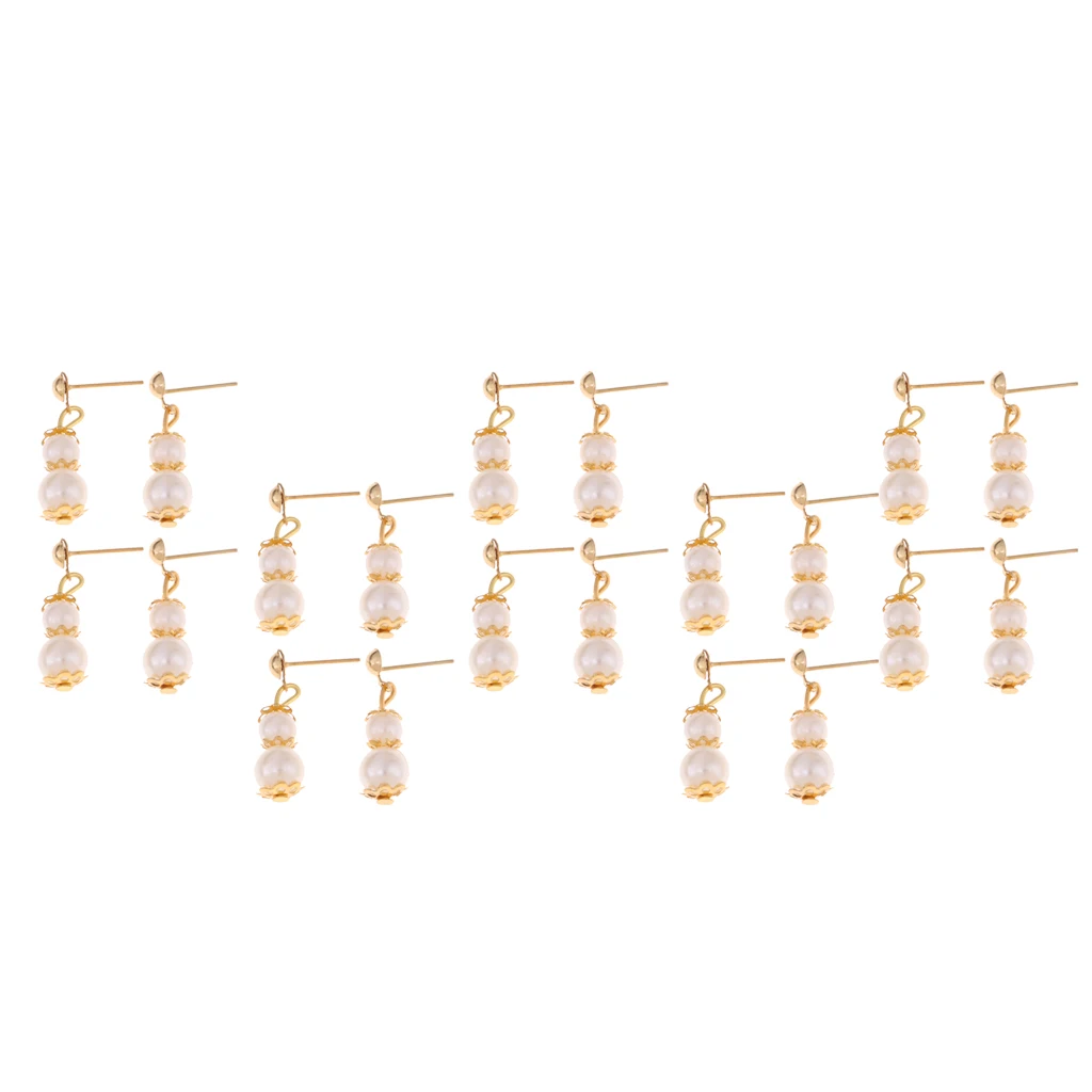 Gourd-shaped Doll Jewellery Plastic Pearl  Earring Eardrop 10 Pairs For  Doll Dress Up Accessory