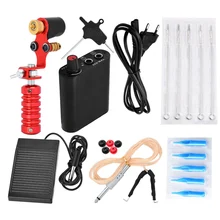 10 шт. полный набор татуировки набор иглы для тату-машинки Электропитание ножной переключатель машины для татуажа татуировки начинающих наборы