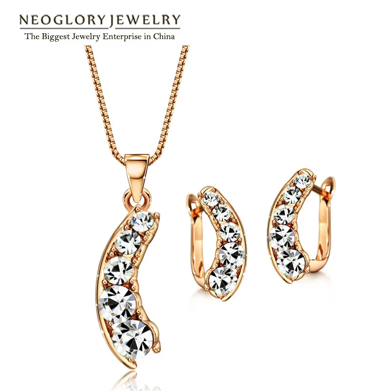 

Neoglory Austrian Rhinestone Fashion Romantic Elegant Jewelry Sets Hoop Earrings Brand Engagement Women 2018 New GO G1