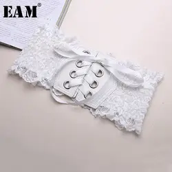 [EAM] 2019 корейский модный бандаж Халаза Талия модные Универсальные черные и белые массивные пояса Пояс универсальные YA14700