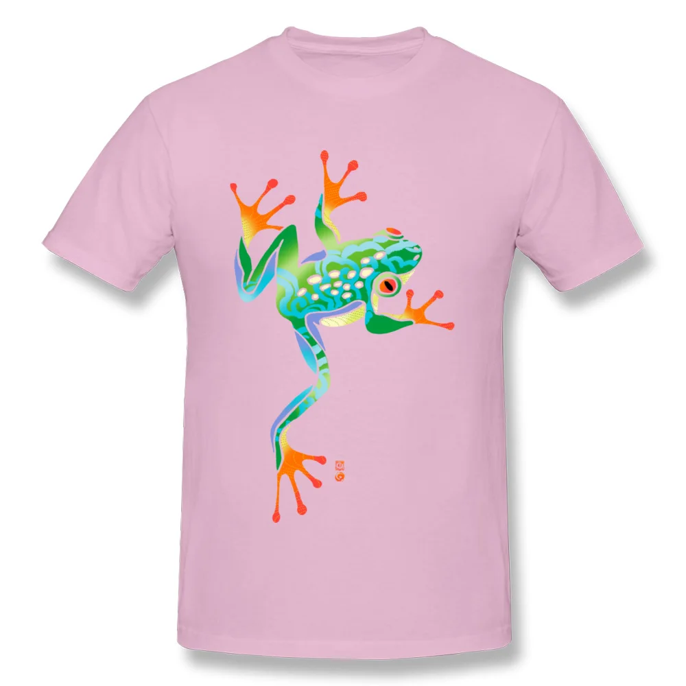 Crewneck RAINBOW TREE FROG 100% Cotton Man T Shirt Funny Short Sleeve Tops & Tees 2018 Fashion Casual Tops T Shirt RAINBOW TREE FROG pink