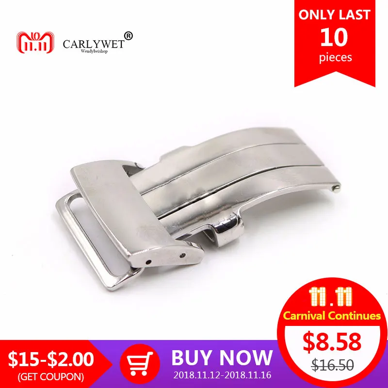 CARLYWET 20mm Silver Polished 316L Stainless Steel Watch Band Deployment Clasp For Less 3.2mm Leather Strap Belt For Breitling CARLYWET 20mm Silver Polished 316L Stainless Steel Watch Band Deployment Clasp For Less 3.2mm Leather Strap Belt For Breitling
