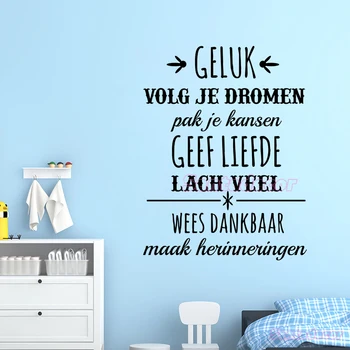 

Muursticker Tekst Nederlandse Geluk Motivatie Vinyl Wall Sticker Mural Wall Art Decals Wallpaper Living Room Home Decor Poster