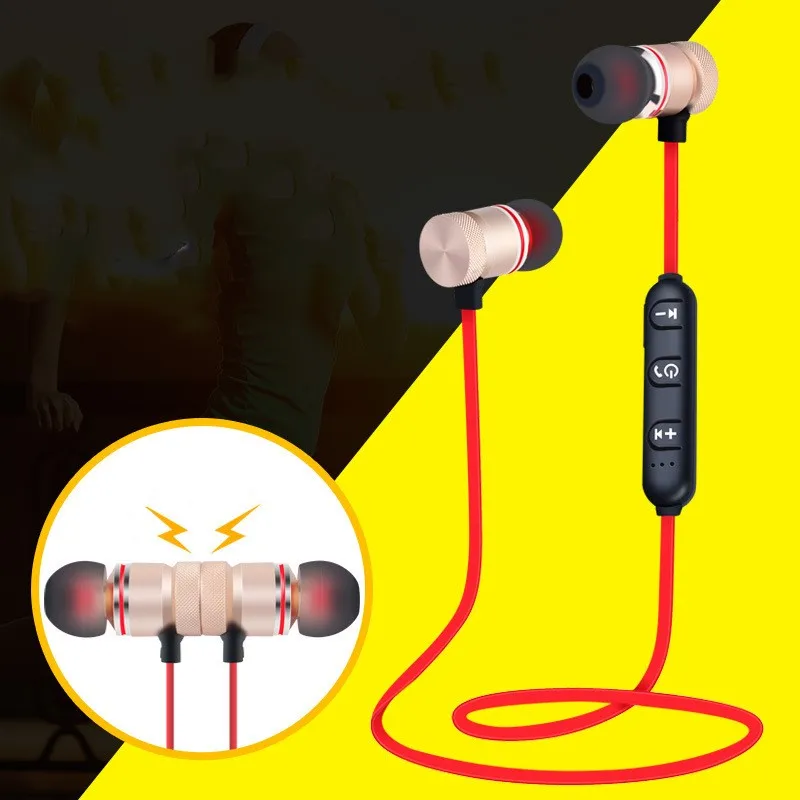 

Metal Sports Wireless Headphones Bluetooth Earphone Sweat Proof Earphone Magnetic Earpiece Stereo Headset for Mobile Phone