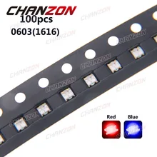 100 шт. 0603(1616) двухцветный синий и красный SMD SMT чип LED светодиод лампы поверхностного монтажа Технология 20ma для печатных плат