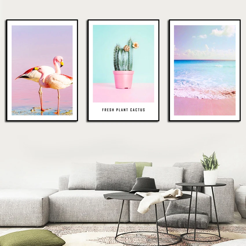 

Scenery Nordic Poster Sea Leaf Cuadros Decoration Beach Pictures Office Home Plant Print Wall Art PVC Painting Autohesion