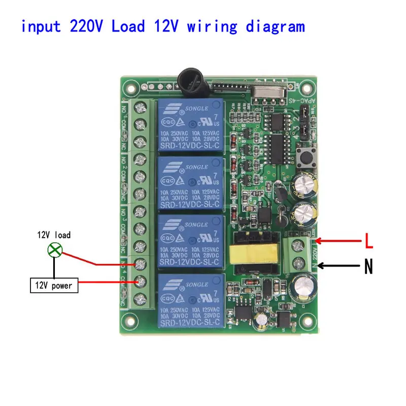 Универсальный AC 220V 10A реле 4CH 4 CH Беспроводной RF пульт дистанционного управления передатчик+ модуль приемника, 315/433 МГц