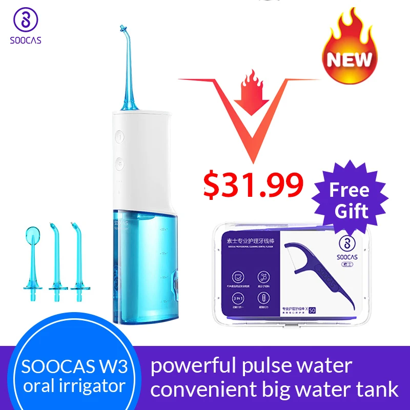 

Soocas W3 Portable Oral Irrigator dental USB Rechargeable Water flosser Jet 2200mAh Water Pick Waterproof Teeth Cleane Dental