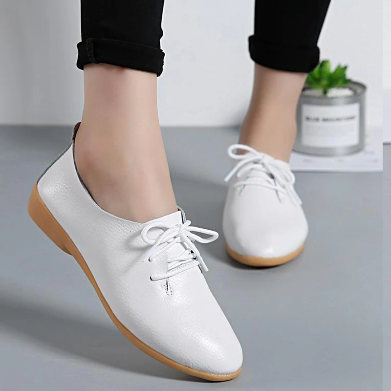 

Women's Shoes Soft Genuine Leather Flats Fashion Casual Shoes Woman Driving Loafers Moccasins Shoes Large Size 35-44