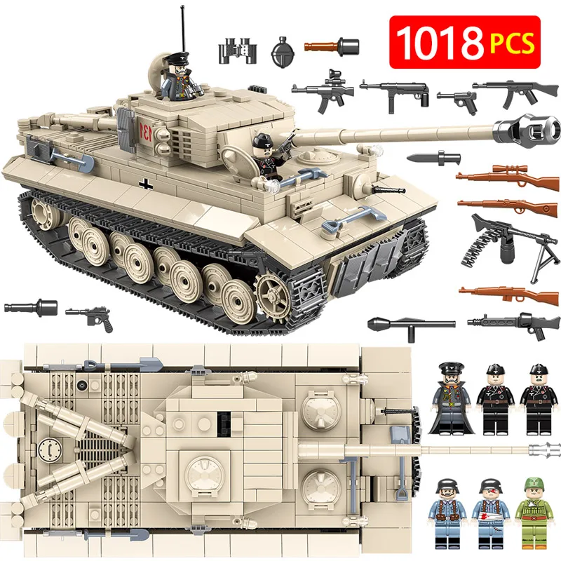 

Military German King Tiger 131 Tank Building Blocks Legoingly WW2 Army Soldier Weapon 1018 Pcs Bricks Kits Education Toys for Bo