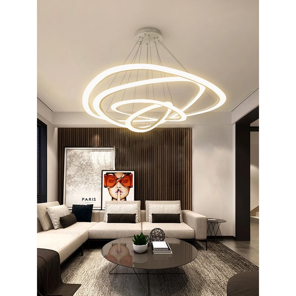 

New Modern led pendant lights for living room dining room Circle Rings acrylic hanglamps Lighting ceiling Lamp fixtures