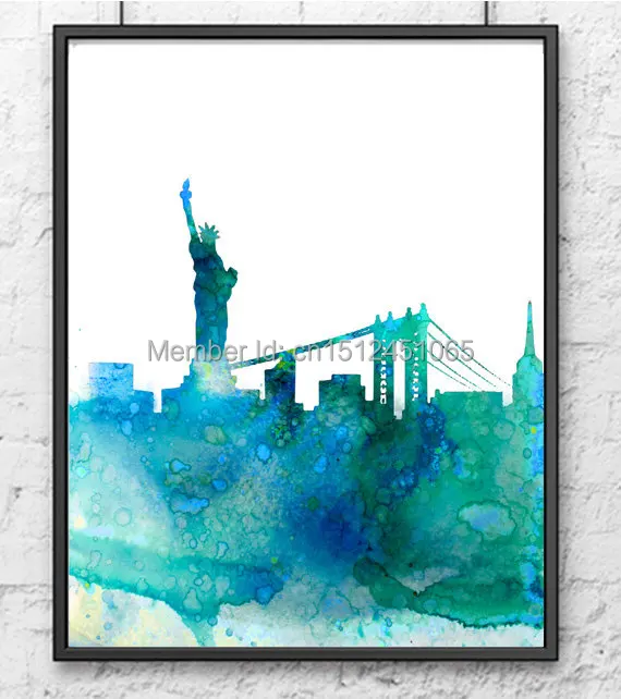 Art Print New York City - Watercolor Skyline Painting