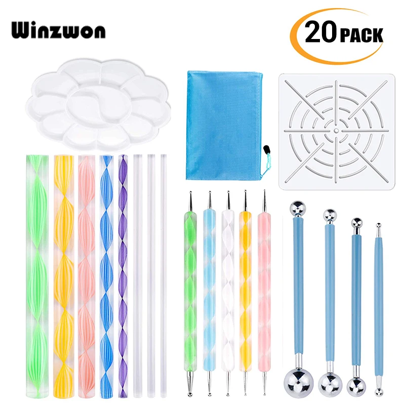 

20Pcs Mandala Dotting Tools Set With Dotting Rods Ball Stylus Pen Stencil Paint Tray For Art Painting Coloring Drawing Drafting