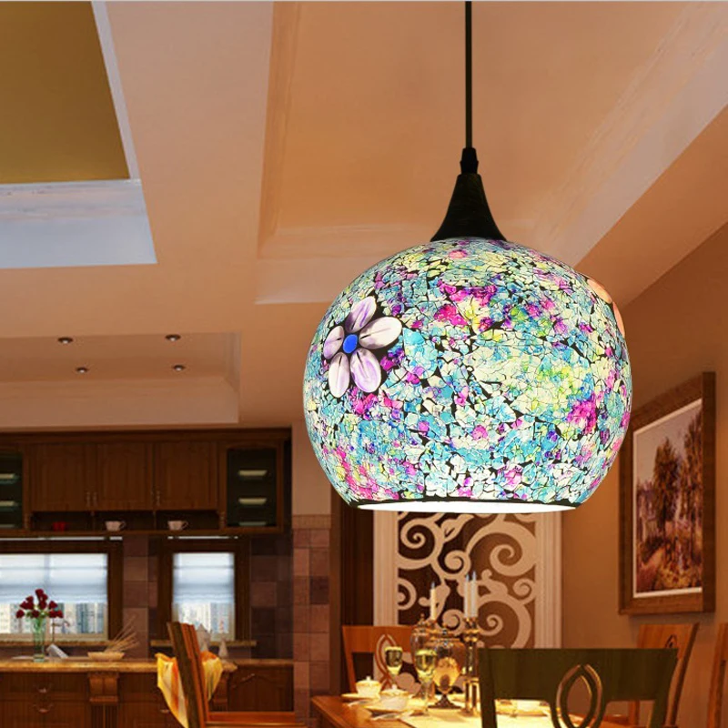 Abat-jour en verre multicolore Style bohémien, Luminaire décoratif  d'intérieur, Luminaire décoratif d'intérieur, idéal pour un couloir ou une  chambre à coucher, 25cm - AliExpress