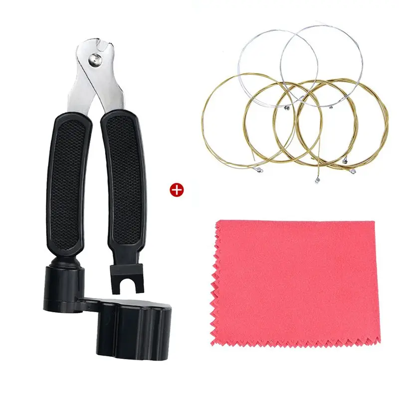 

String Winder Cutter Pin Puller 3 in 1 with Guitar Strings Steel for Acoustic Guitar Replacement Guitar Tool