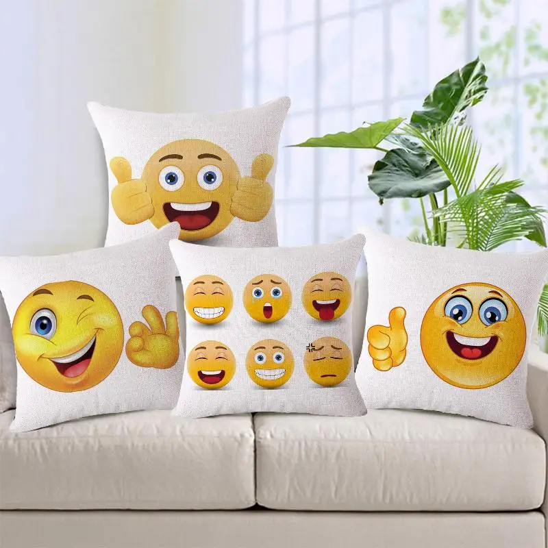 18"Emoticon pillow case smiley emoji coussin kussen cushion covers home
