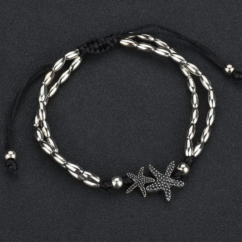 Винтажные тибетские серебряные Многослойные бисерные ножные браслеты для женщин, богемные пляжные звезды, летние украшения для ног, цыганский браслет на лодыжку