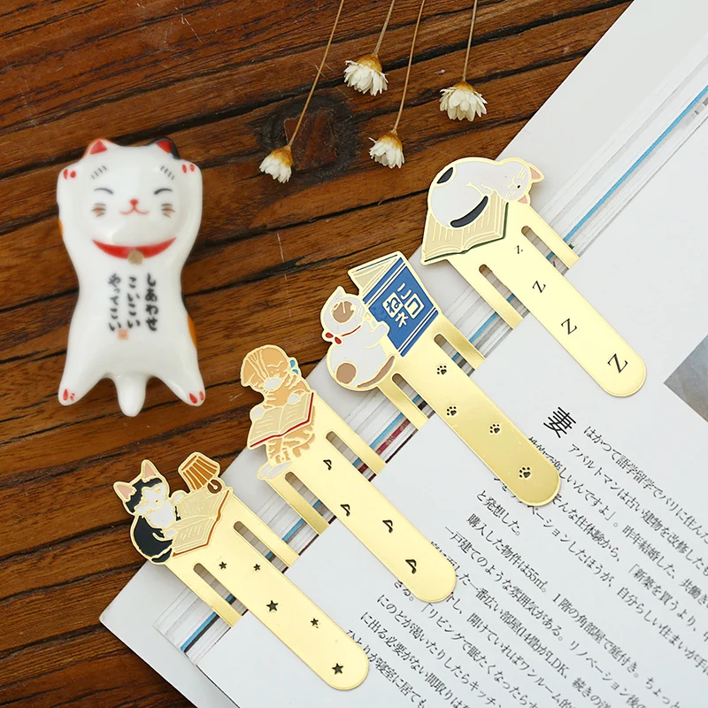 

1-Piece Creative Cute Pet Bookmark Metal Clip Hollout Out Kawaii Cats Bookmarks for Gift School Office Supplies