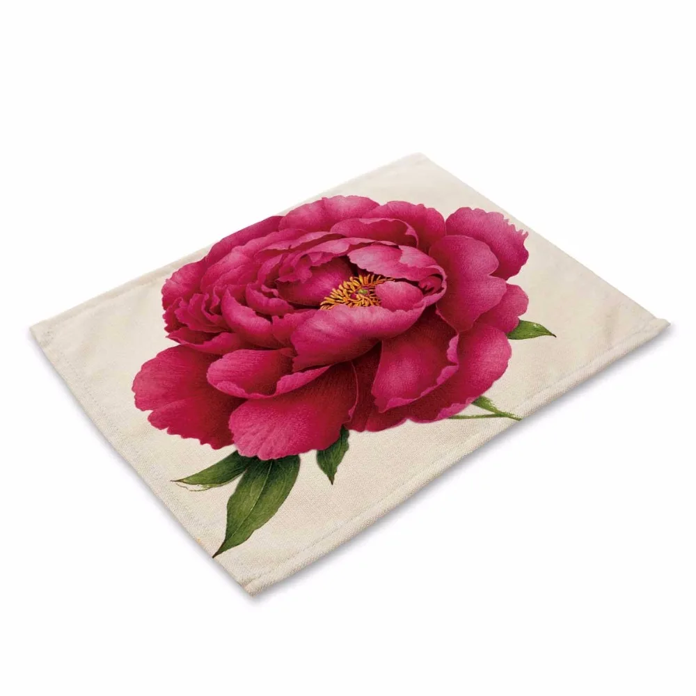 Fashion Flower Rose Pattern Table Mat Kitchen Decoration Table Napkin For Wedding Table Mat Placemat Dining Accessories