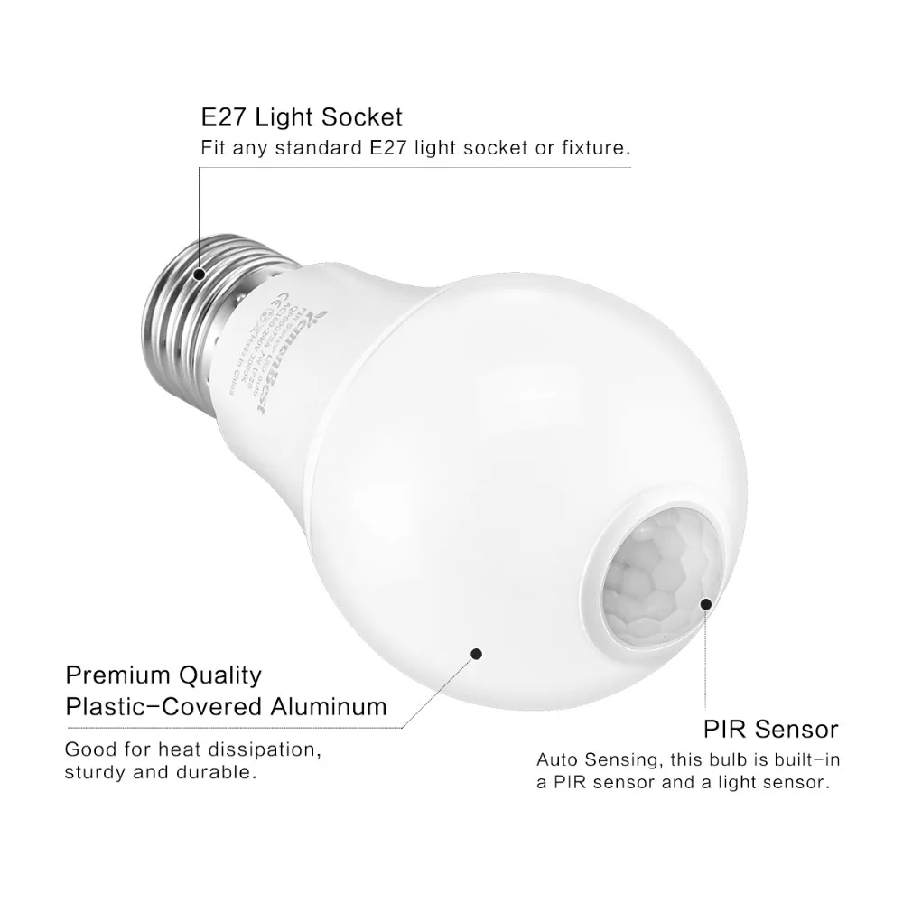 Led e27 7 Вт PIR датчик движения E27 светодиодная лампа света авто вкл/выкл в ночное