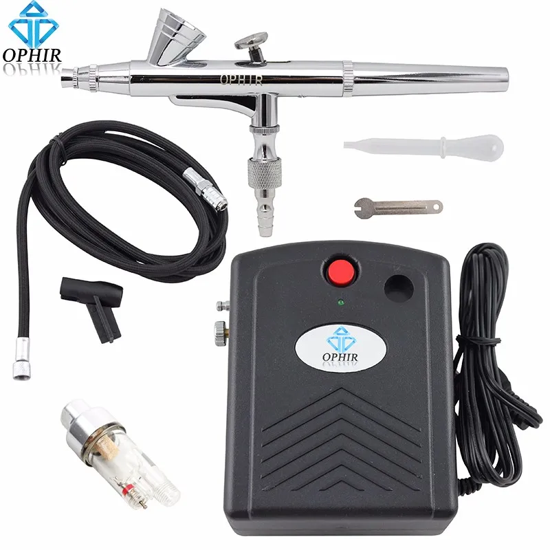 Compressor de ar para a Decoração do Bolo Gun com Mini Tanning_ac034 + 073 + 011 Ophir Dual-ação Brush Maquiagem Unha Art Sunless 0.2mm Air 18 Do Bolo Maquiagem Nail Art Sunless Tanning_AC034 + 073 + 011