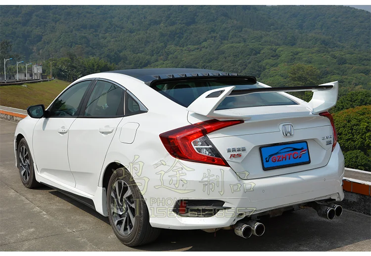Углеродное волокно+ ABS заднее крыло багажника спойлер для 16 17 Honda Civic быстро EMS
