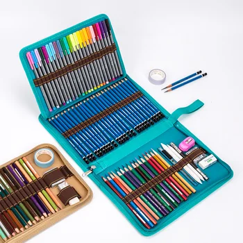 

36/48/72 Holes Multifunction Pencil Case Large Capacity Canvas Pen Bag Box Storage Pouch for Art Markers Drawing Painting School