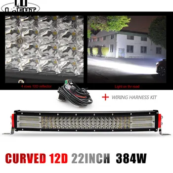 

CO LIGHT 12D 22 Inch Offroad Led Bar Curved 384W Led Light Bar 4-Rows Combo for Niva 4X4 Lada Mining Farm Uaz ATV 12V 24V