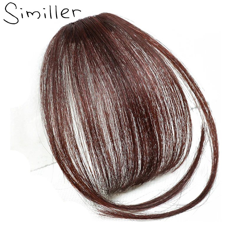 

Similler Straight Clip In Synthetic Air Blunt Bangs Thin Invisible Hair Extensions Front Neat Fake Hair Fringes With Temples