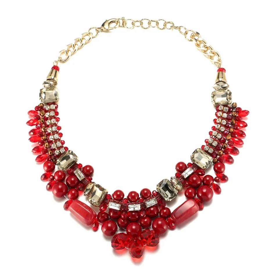 OSHUER ручной работы 3 цвета Мода Лето Стиль Чокеры ожерелье с хрустальными бусинами ювелирные изделия кулон