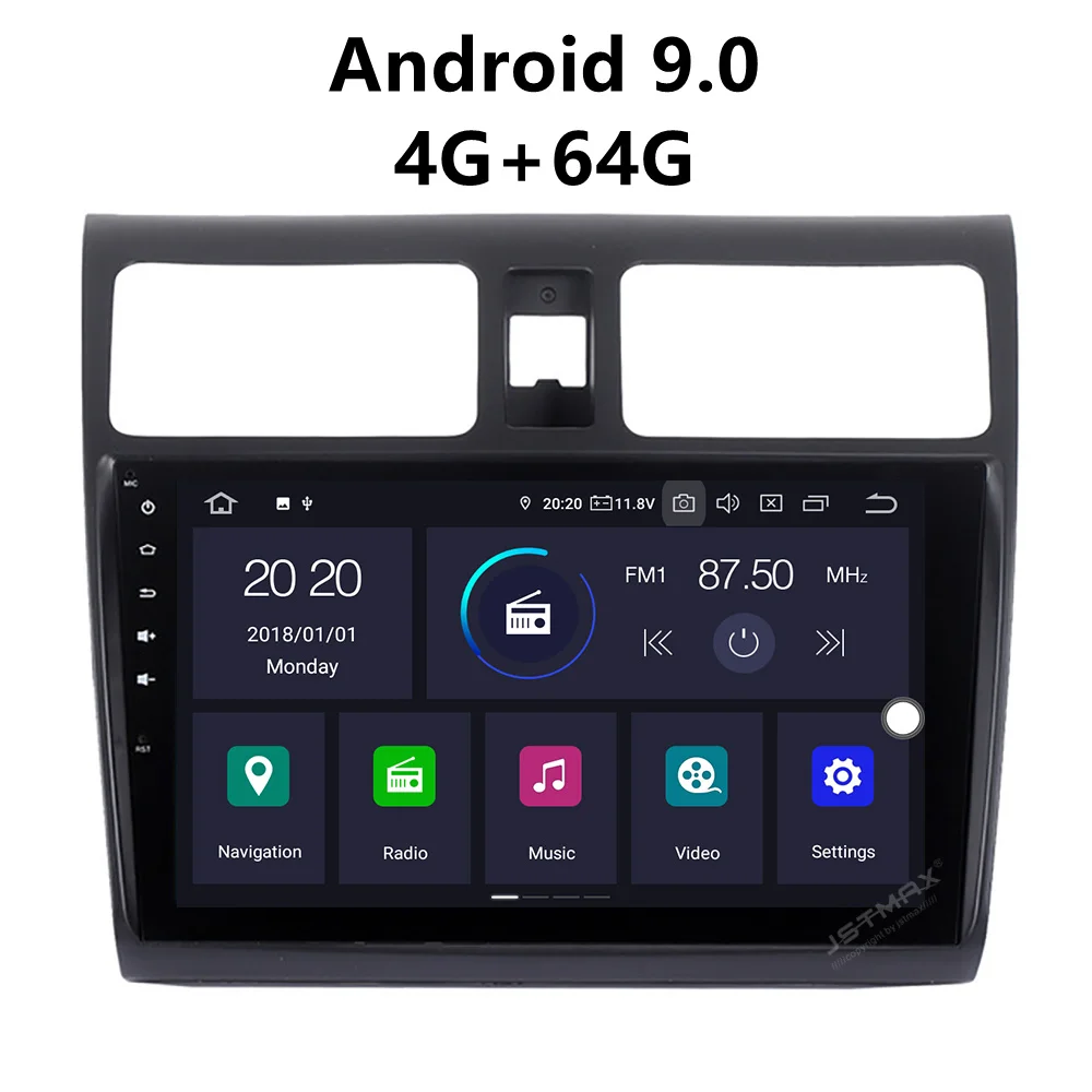 JSTMAX 9'' Android 9.0 4G + 64G ISP Screen Car DVD Radio Stereo GPS Player For Suzuki Swift 2005 2006 2007 2008 2009 2010 |