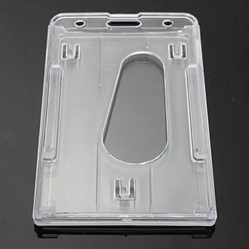 Detectorcatty 1Pcs Hard Plastic Double-Faced Card Holder Transparent Clear Horizontal ID Badge Holders Card Cover Easy Access Thumb Notch Detectorcatty 1Pcs Hard Plastic Double-Faced Card Holder Transparent Clear Horizontal ID Badge Holders Card Cover Easy Access Thumb Notch