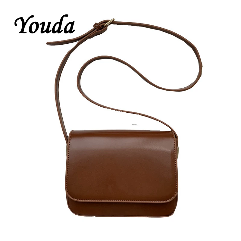 

Youda Summer New Fashion Oil Surface PU Material Shoulder Bags Ladies Fashion Flip Messenger Bag Vintage Mobile Phone Pouch