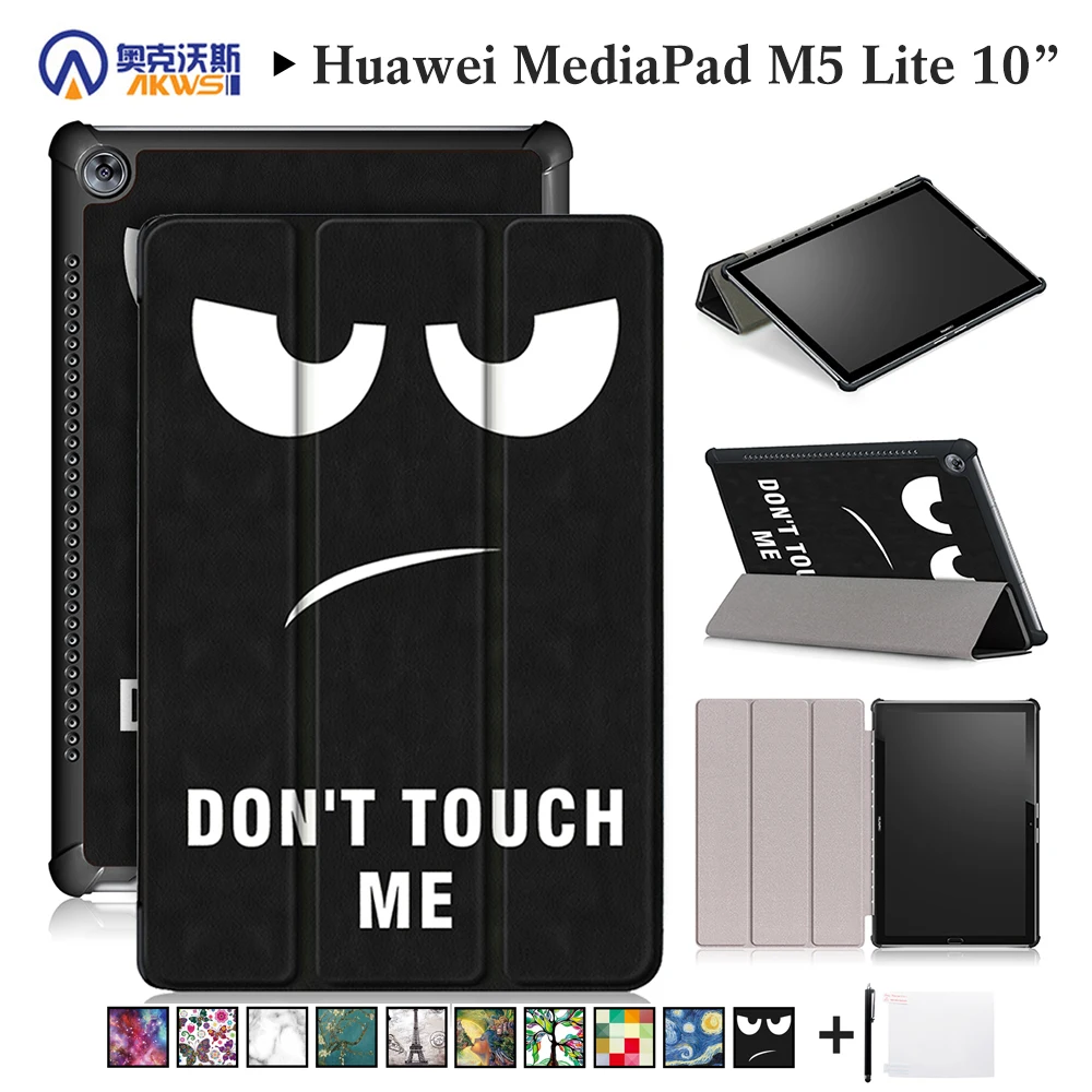 Ходунки печатных чехол для huawei MediaPad M5 Lite10 Тонкий чехол для huawei M5 Lite 10,1 ''Tablet 10,1 защитная пленка основа + подарок