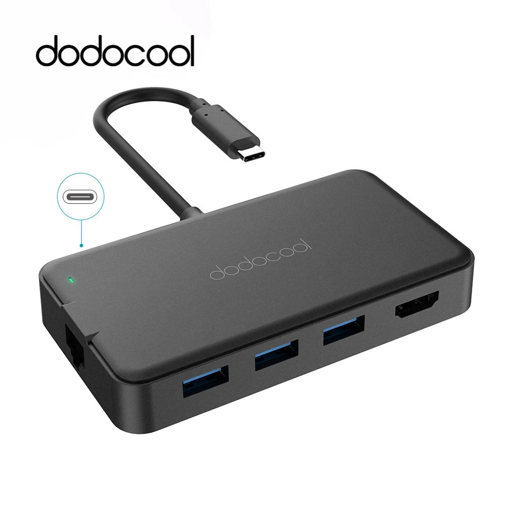 dodocool 6-in-1 usb-c hub with type-c 4K video HD rj-45 gigabit ethernet adapter usb 3.0 hub for MacBook Pro Samsung Galaxy S9/8 dodocool 6-in-1 usb-c hub with type-c 4K video HD rj-45 gigabit ethernet adapter usb 3.0 hub for MacBook Pro Samsung Galaxy S9/8