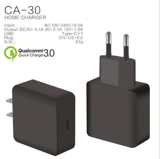 

18W QC3.0 Type-C Charger Adapter For Home Use Travel Wall Charger